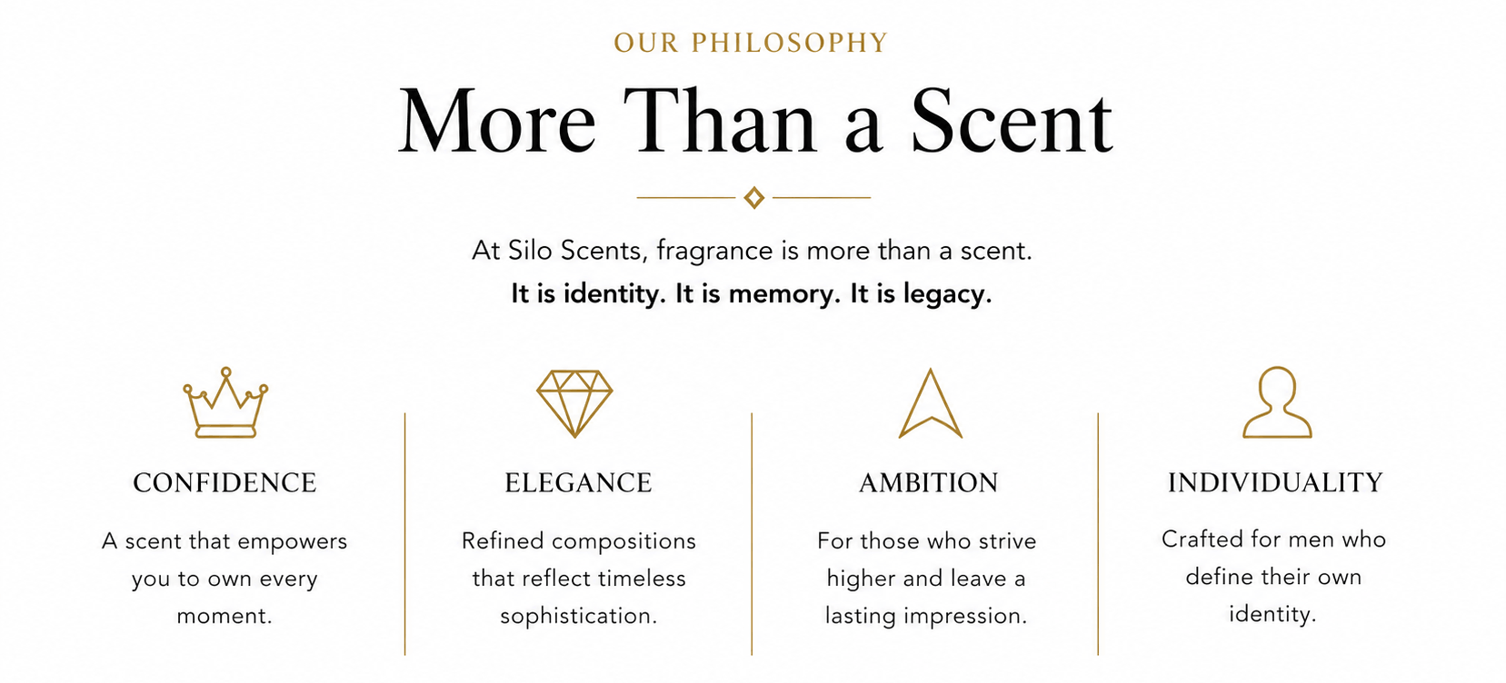Silo Scents fragrance brand philosophy on a white background