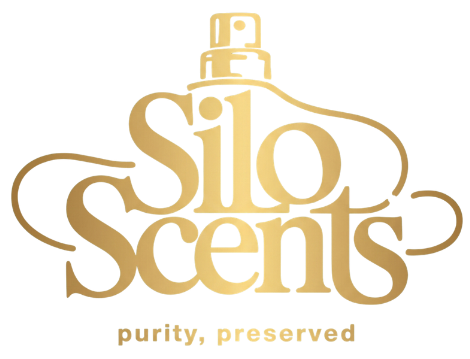 Logo of Silo Scents with a gold spray bottle design on a white background