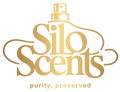 Logo of Silo Scents with a gold spray bottle design on a white background